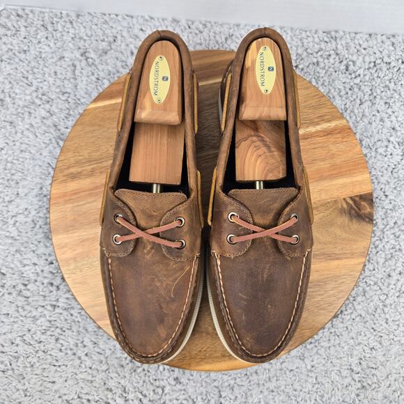 Sperry Top Sider Mens 11M Authentic Original 2-Eye Brown Leather Daily Boat Shoe - Picture 5 of 12